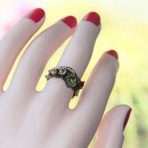 Lemon Quartz, Peridot, Citrine, Sapphire Ring